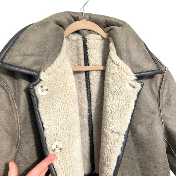 Something Navy Reversible Faux Shearling Coat Sz L Gray - Picture 10 of 15